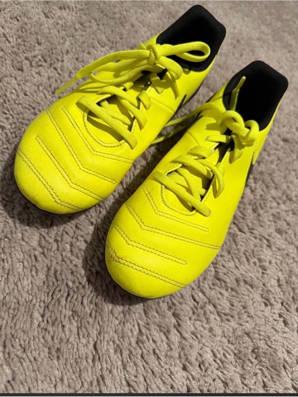 Nike Neon Yellow and Black Women's Athletic Cleats